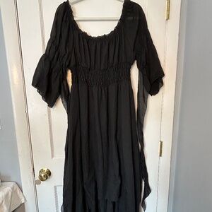 Black Maxi Goth Fairy Witchy Whimsagoth black dress Women's XXL off shoulder